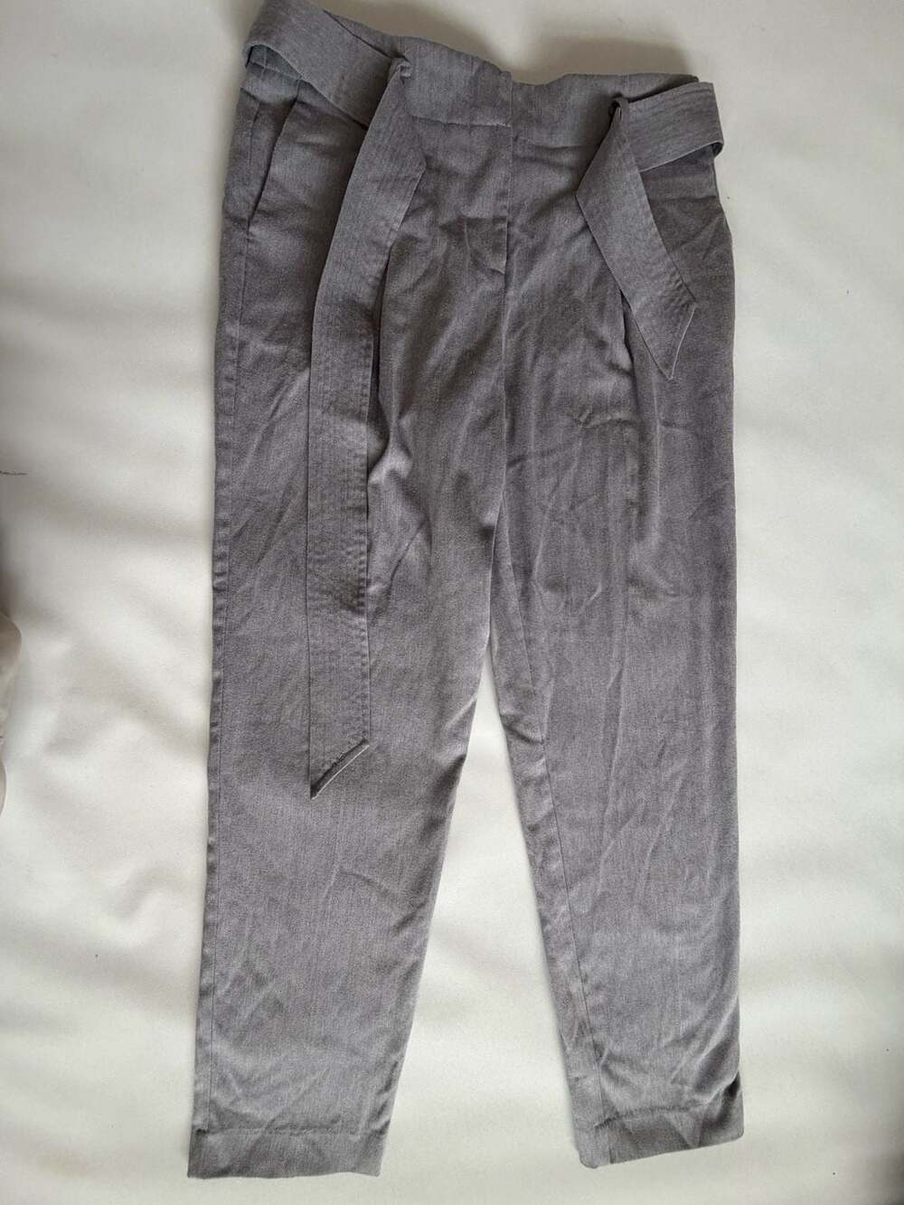 Calvin Klein Womens 6 Gray Tie Waist Tapered Trouser Pants Work Office Chic